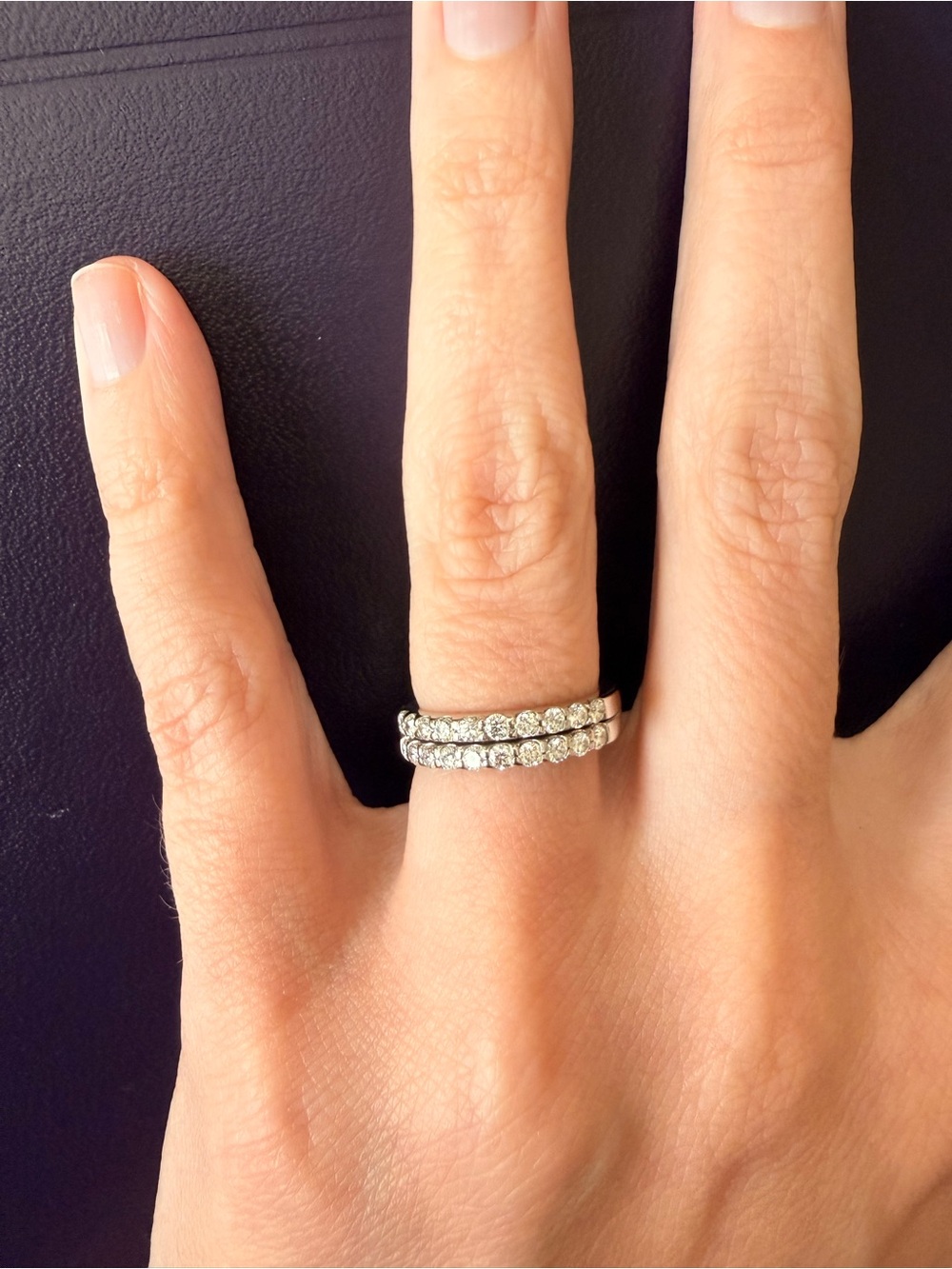 White Gold Double Diamond Wedding Band – 20 Natural Diamonds